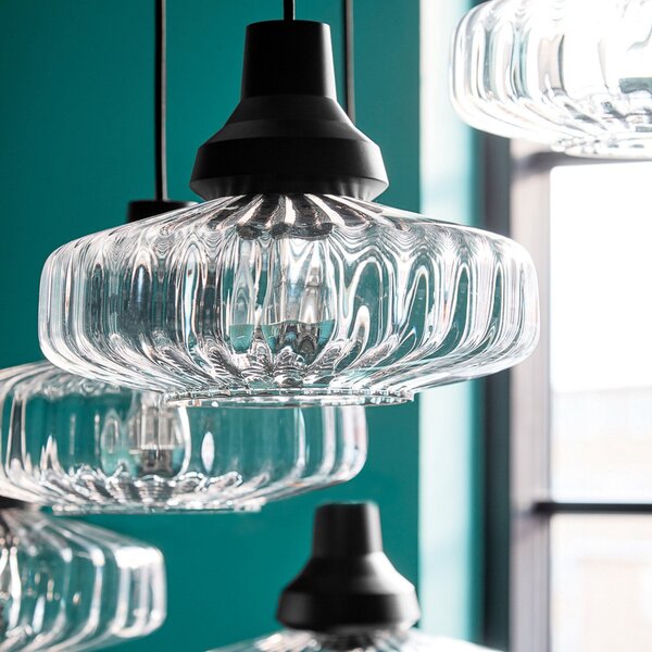 Függőlámpa DESIGN BY US, New Wave Optic, dimmable, Átlátszó, Nappali, Alumínium, Dizájn