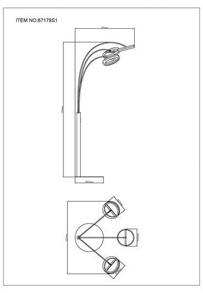 Globo LED álló lámpa Della, magasság 190 cm, fekete/sötétszürke, 3 izzós., dimmelhető, Fekete, Nappali / Étkező, Alumínium, Modern