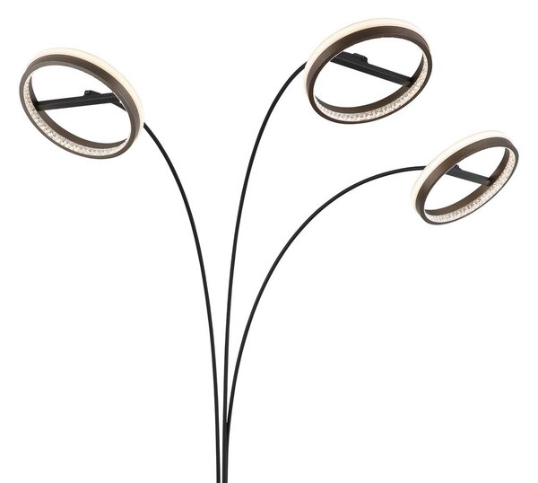 Globo LED álló lámpa Della, magasság 190 cm, fekete/sötétszürke, 3 izzós., dimmelhető, Fekete, Nappali / Étkező, Alumínium, Modern
