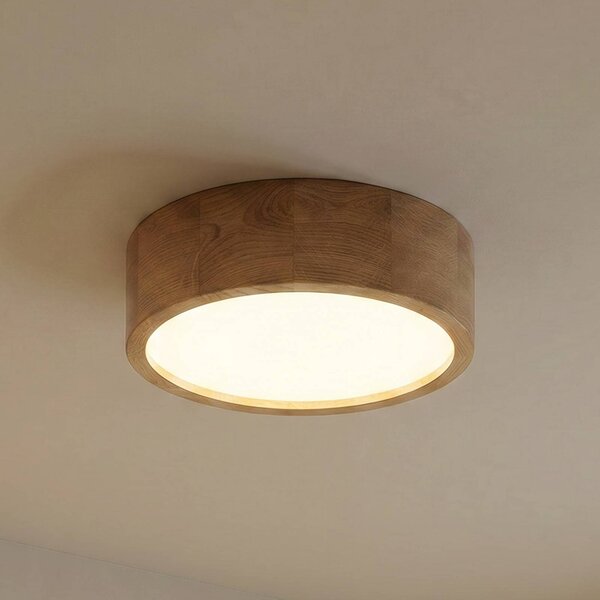 TEMAR LIGHTING Cleo mennyezeti lámpa, Ø 28 cm, 2-lámpás, tölgyfa, E27, dimmelhető, Világos fa, Nappali / Étkező, Fa, Modern