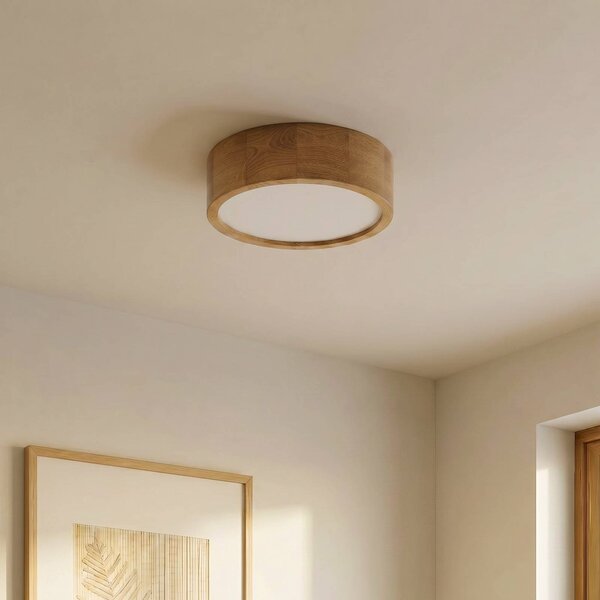 TEMAR LIGHTING Cleo mennyezeti lámpa, Ø 28 cm, 2-lámpás, tölgyfa, E27, dimmelhető, Világos fa, Nappali / Étkező, Fa, Modern