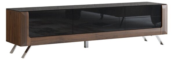 TV-állvány Sovera 104, Közepes sűrűségű farostlemez, Laminált forgácslap, 52x199x48cm, Fényes fekete, Dió