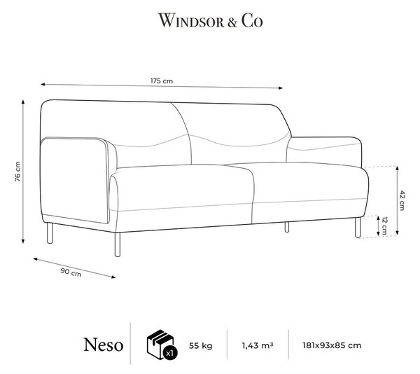 Neso világosszürke kanapé, 175 cm - Windsor & Co Sofas