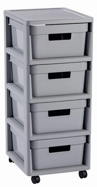 Curver Infinity 4x11L fiókos polc, világos szürke