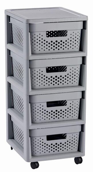 Curver Infinity Dots 4x11L fiókos polc, világos szürke