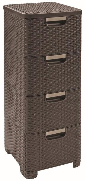 Curver Style 4x14L fiókos polc, sötétbarna