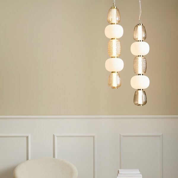 Függőlámpa LOOM DESIGN, Pearl 5, dimmable, Szürke, Nappali, Üveg, Modern