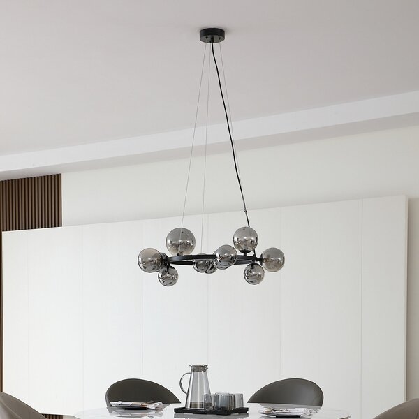 Függőlámpa Lucande, Naelen, dimmable, Szürke, Konyha, Fém, Modern