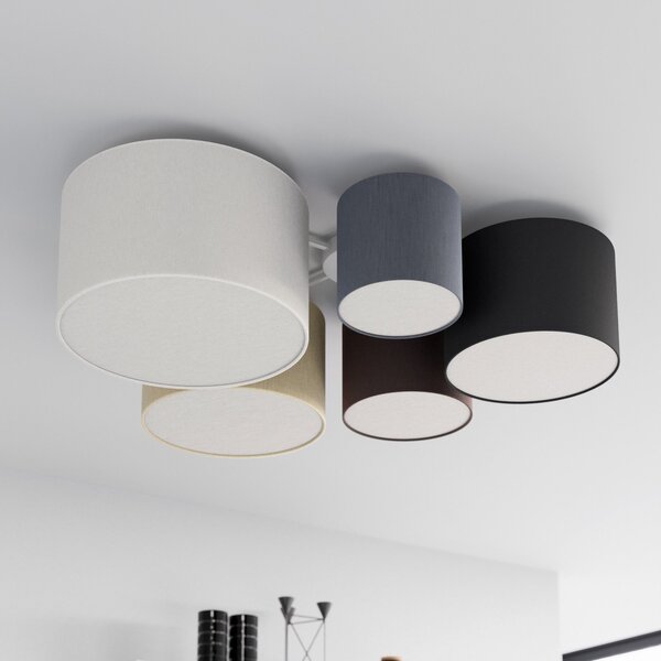 Mennyezeti Lámpa Lindby, Laurenz, dimmable, Szürke, Nappali, Szövet / Textília, Modern