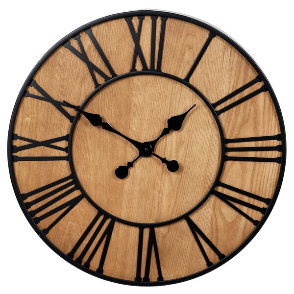 Falióra – 60 cm átmérő, fém és MDF kőris furnérral
