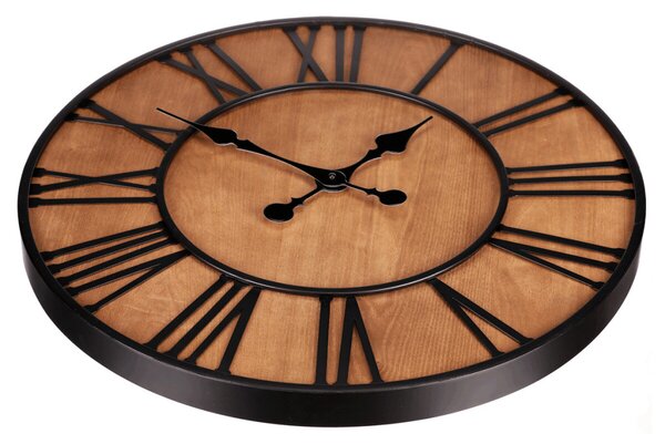 Falióra – 60 cm átmérő, fém és MDF kőris furnérral
