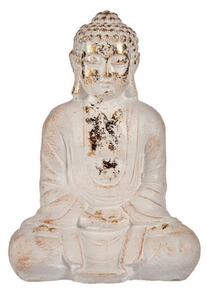 Ibergarden Dekoratív Kerti Figura Buddha Fehér Aranysárga Polyresin (17 x 37 x 26 cm)