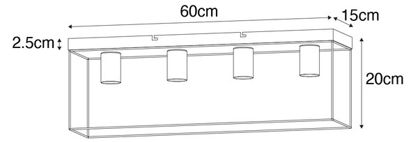 Minimalista mennyezeti lámpa fekete arannyal 4-lámpás - Kodi