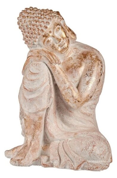 Ibergarden Dekoratív Kerti Figura Buddha Fehér Aranysárga Polyresin (35,5 x 54,5 x 42 cm)