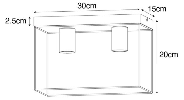 Minimalista mennyezeti lámpa fekete arannyal 2-lámpás - Kodi