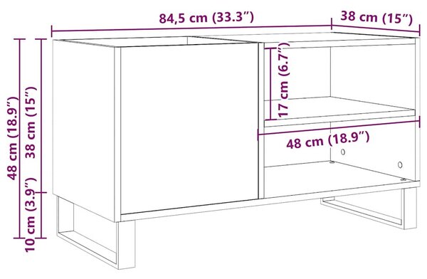 Antik fa színű szerelt fa hanglemezszekrény 84,5x38x48 cm