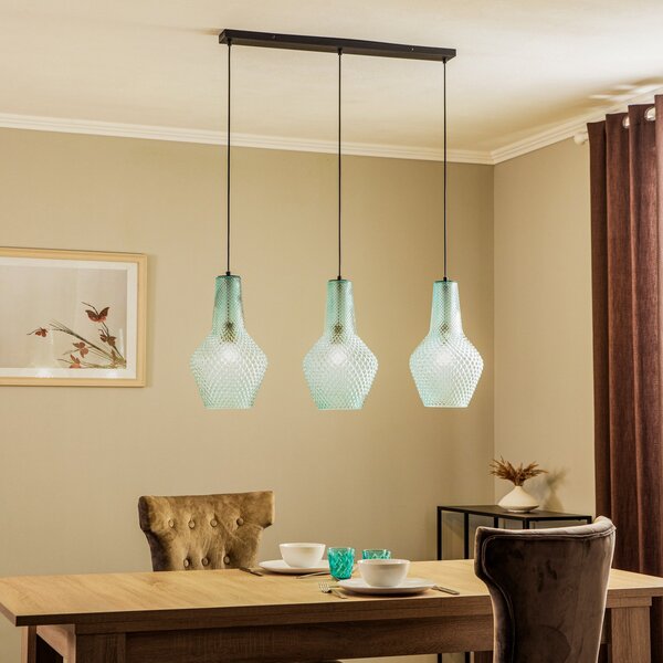Függőlámpa Lindby, Drakar, dimmable, Kék, Konyha, Üveg, Vintage