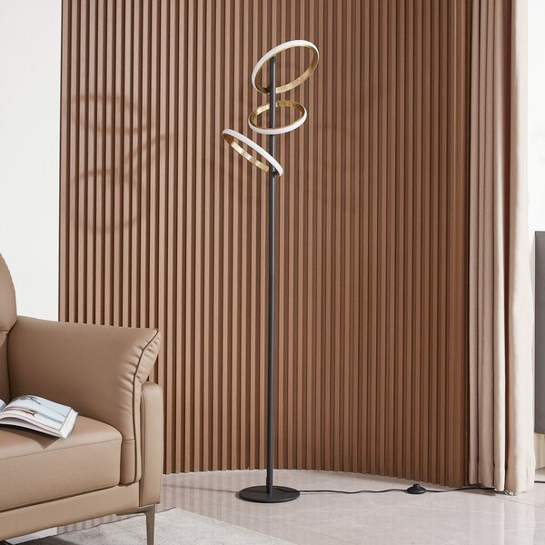 Állólámpa Lucande, Madu, dimmable, Fekete, Hálószoba, Műanyag, Modern