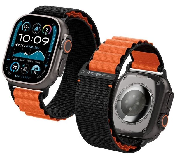 Spigen Fabric Band (hook) for Apple Watch 49mm/46mm/45mm/44mm Black Orange