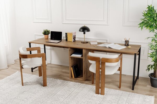 Twin Study Desk - atlanti fenyő/fekete íróasztal