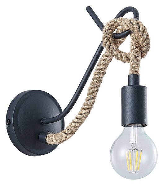 Fali Lámpa Lucande, Ropina, dimmable, Fekete, Nappali, Fém, Vintage