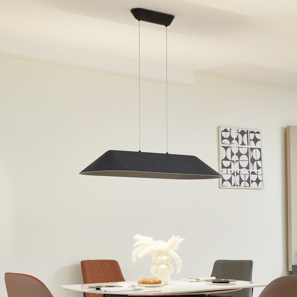 Függőlámpa Lucande, Naelle, dimmable, Fekete, Étkező, Szövet / Textília, Modern