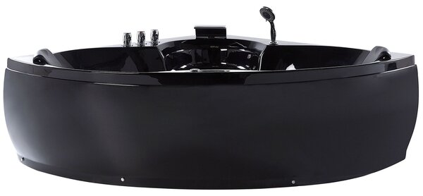 Sarok hidromasszázs kád LED világítással SENADO 205 x 150 cm Fekete
