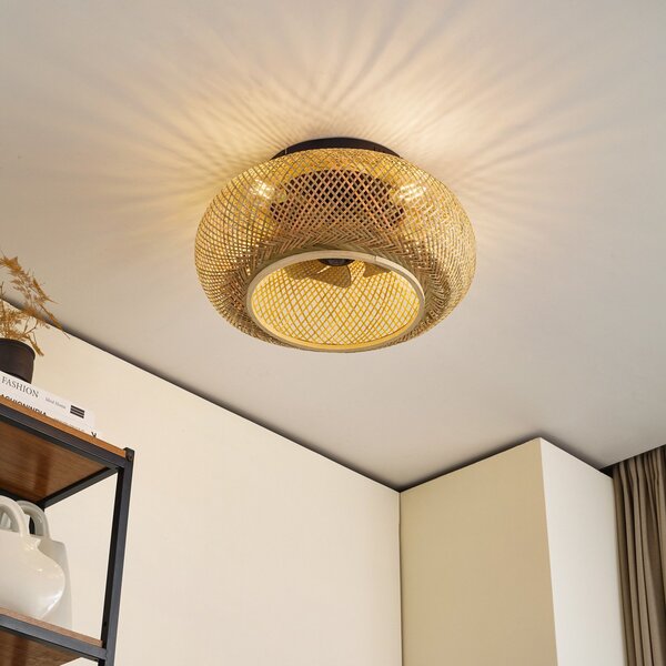Cordie mennyezeti ventilátor világítással Ø 53 cm csendes DC - Lucande Lucande, Cordie, dimmable, Fa, Nappali, Bambusz, Vidéki otthon / Rusztikus