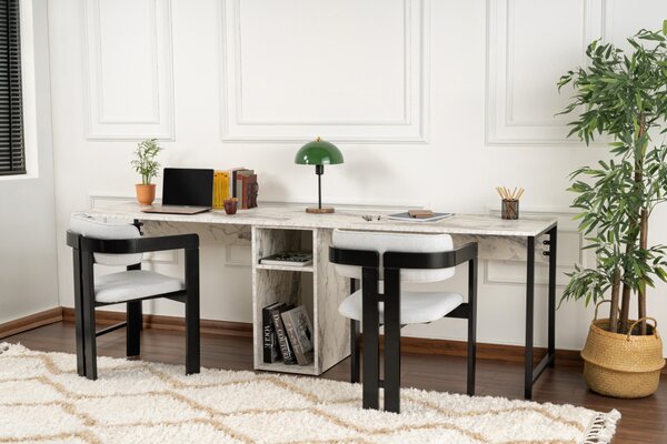 Twin Study Desk - frézia márvány/fekete íróasztal