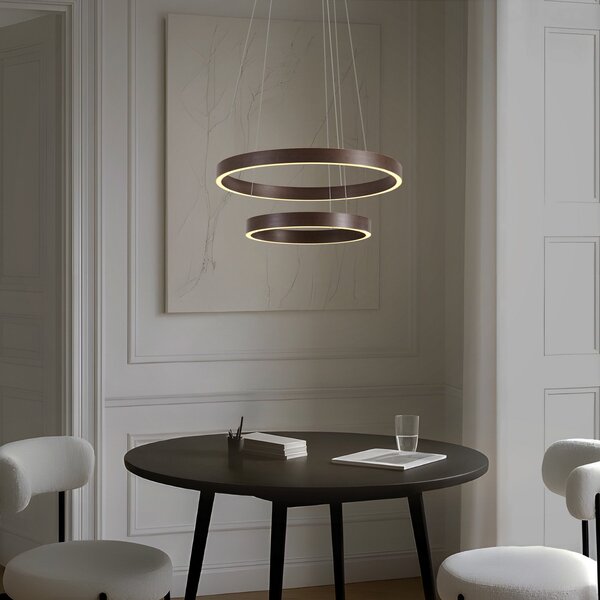 Függőlámpa Lucande, Yonam, dimmable, Barna / Rozsdabarna, Étkező, Fém, Modern