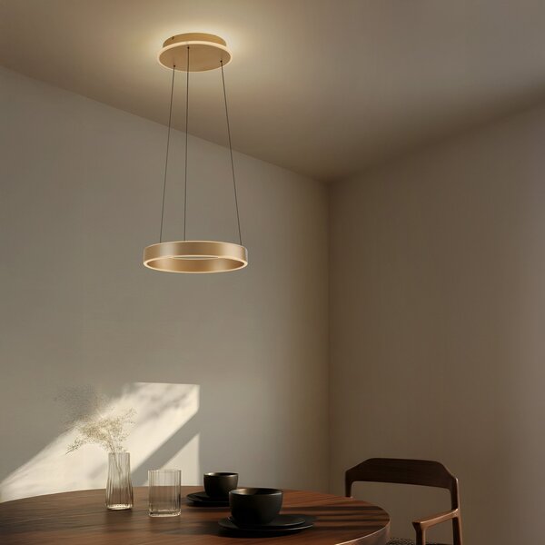 Függőlámpa Lucande, Tindra, dimmable, Arany / Sárgaréz, Nappali, Fém, Modern