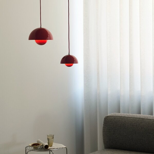 Függőlámpa &Tradition, Flowerpot VP1, dimmable, Piros, Nappali, Fém, Dizájn