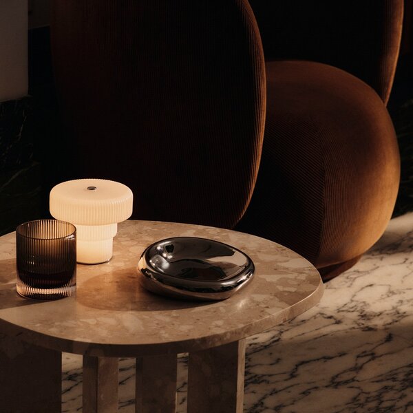 Asztali lámpa ferm LIVING, Ripple, dimmable, Fehér, Nappali, Üveg, Modern