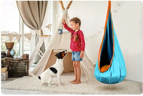 NeoSport egyszemélyes Csepphinta, párnás, 140x55 cm, 80 kg - Türkiz, Narancs