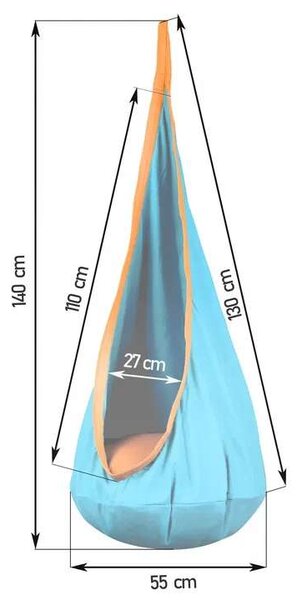NeoSport egyszemélyes Csepphinta, párnás, 140x55 cm, 80 kg - Türkiz, Narancs