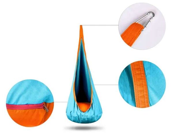 NeoSport egyszemélyes Csepphinta, párnás, 140x55 cm, 80 kg - Türkiz, Narancs