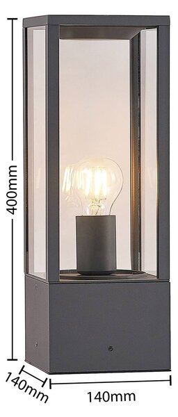 Lindby Peldar talapzati világítás, antracit/átlátszó, magasság 40 cm, üveg, dimmelhető, Fekete, Alumínium, Modern