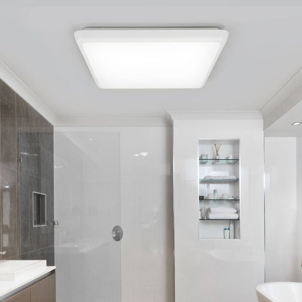 Arcchio LED mennyezeti lámpa Augustin, 30 x cm, fehér, IP54, Fehér / opál, Fürdőszoba, Műanyag, Modern