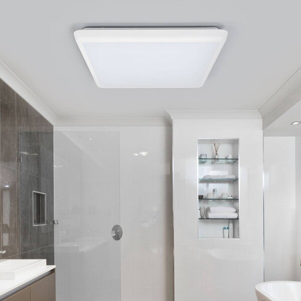 Arcchio LED mennyezeti lámpa Augustin, 30 x cm, fehér, IP54, Fehér / opál, Fürdőszoba, Műanyag, Modern