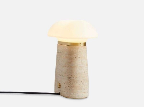 Asztali lámpa Woud, dimmable, Bézs, Nappali, Kő