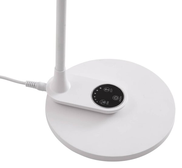 Lindby LED asztali lámpa Valtaria, fehér, CCT, dimmelhető, dimmelhető, Fehér / opál, Dolgozószoba / Iroda, Műanyag, Modern