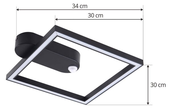 Lindby LED mennyezeti lámpa Yulla, 34 cm, fekete, szenzoros, szenzoros, Fekete, Folyosó, Alumínium, Modern