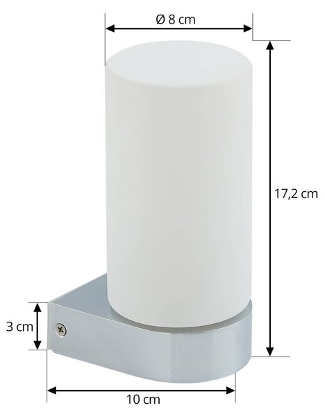 Lucande Basolo fürdőszobai fali lámpa, króm, magasság 17,2 cm, üveg, dimmelhető, Króm / ezüst, Fürdőszoba, fém, Modern