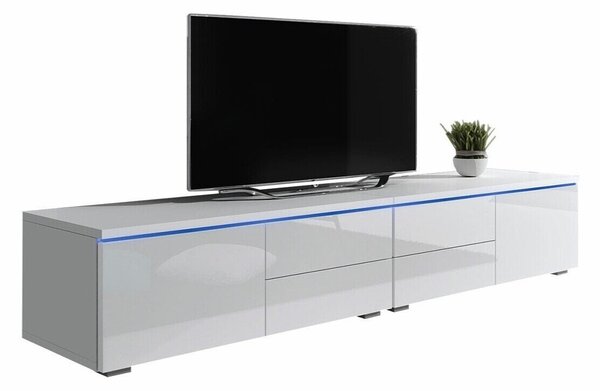 TV-állvány Hortus, Laminált forgácslap, 35x200x45cm, Fényes fehér, Fehér