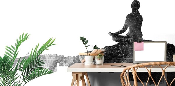 Tapéta egy fekete-fehér nő meditációja