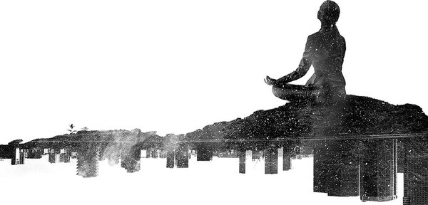Tapéta egy fekete-fehér nő meditációja