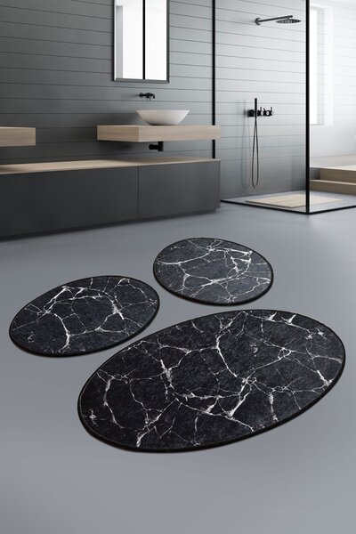 Marble fekete fürdőszobai szőnyeg