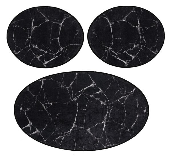 Marble fekete fürdőszobai szőnyeg