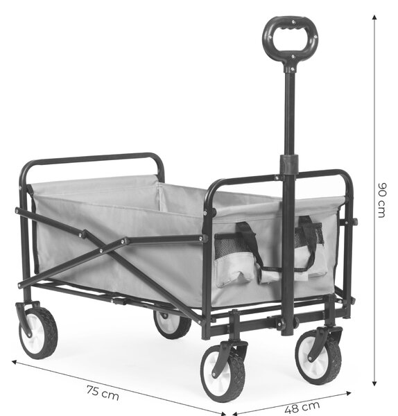 Wózek plażowy transportowy ogrodowy składany szary 48x90 cm multigarden