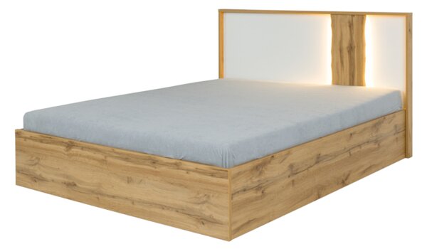 WOOD francia ágy, 160x200, wotan tölgy/fehér